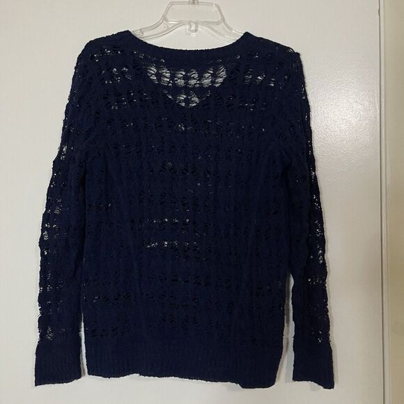 RAG & BONE navy blue crochet distressed oversized jumper sweater Small - Picture 4 of 4